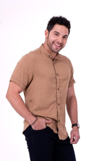 Camisa manga corta t85b1 almendra