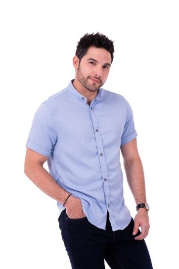 Camisa manga corta t85b1 azul claro