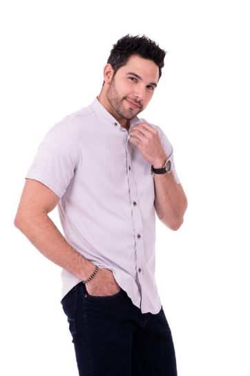 Camisa manga corta t85b1 gris claro