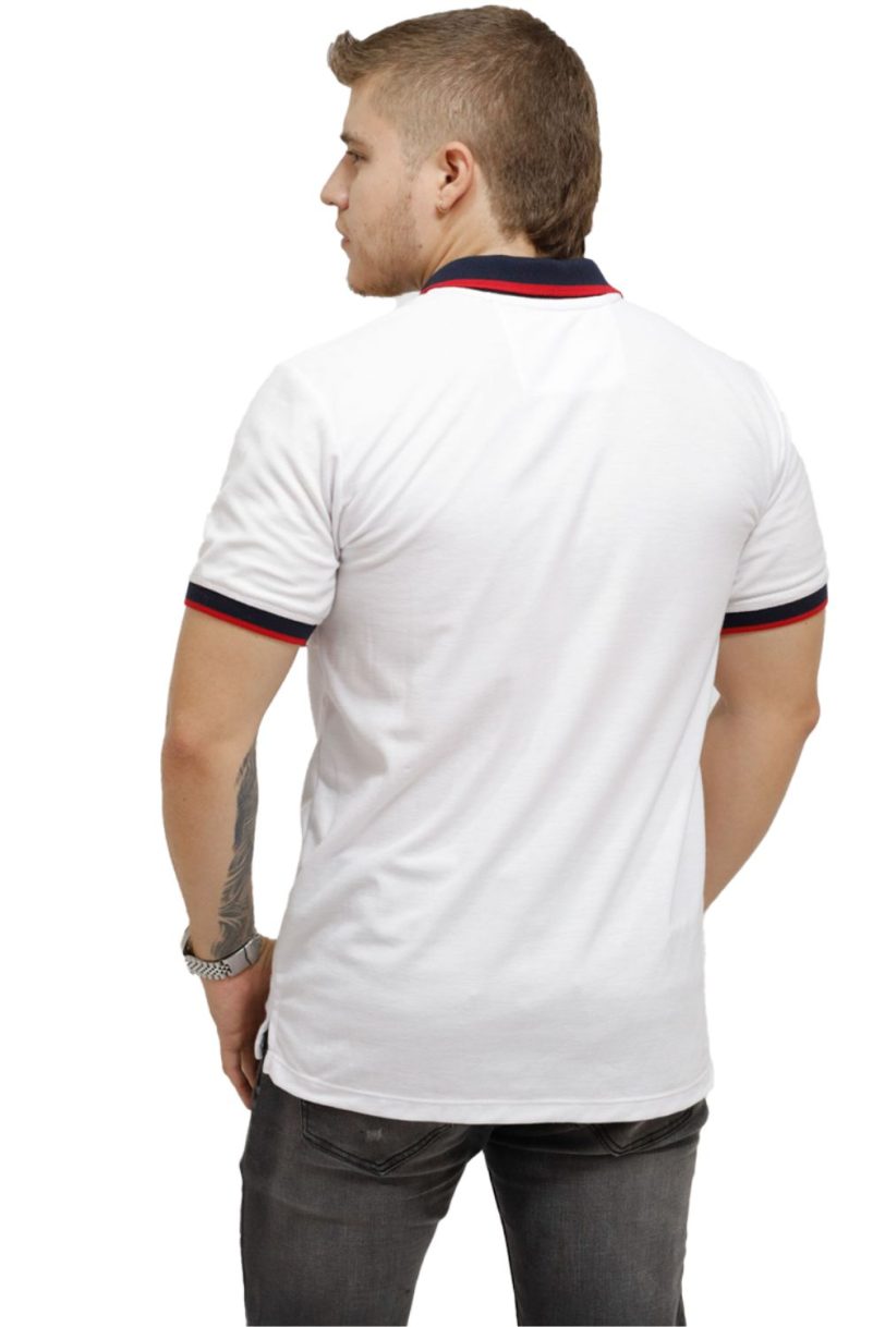 camiseta tipo polo blanco/rojo 073a - Image 2
