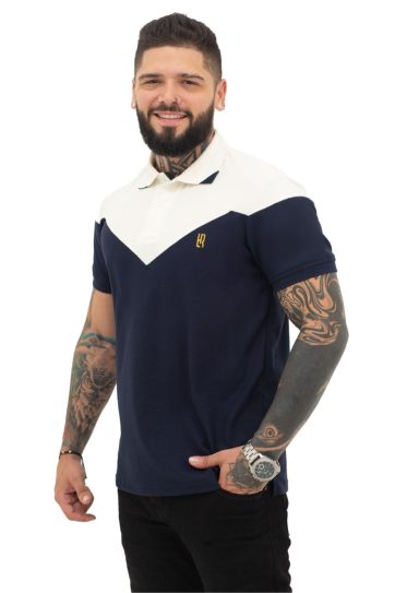 camiseta tipo polo azul/osc/marfil 071B