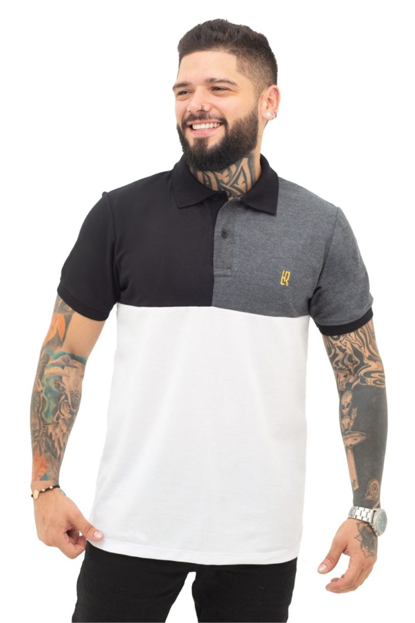 camiseta tipo polo /negro/cross/blanco 070A - Image 2