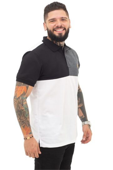 camiseta tipo polo /negro/cross/blanco 070A
