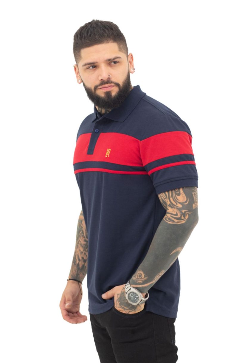camiseta tipo polo azul osc/rojo 066D - Image 3