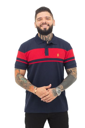 camiseta tipo polo azul osc/rojo 066D