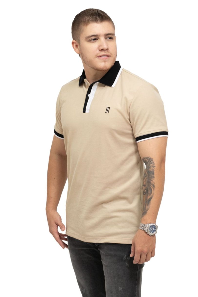 camiseta tipo polo trigo/blaco 073c - Image 2