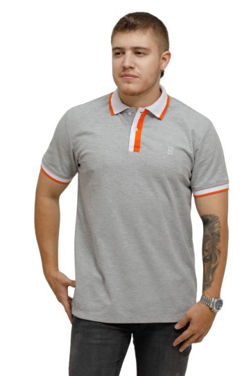 camiseta tipo polo jaspe/blanco 073d