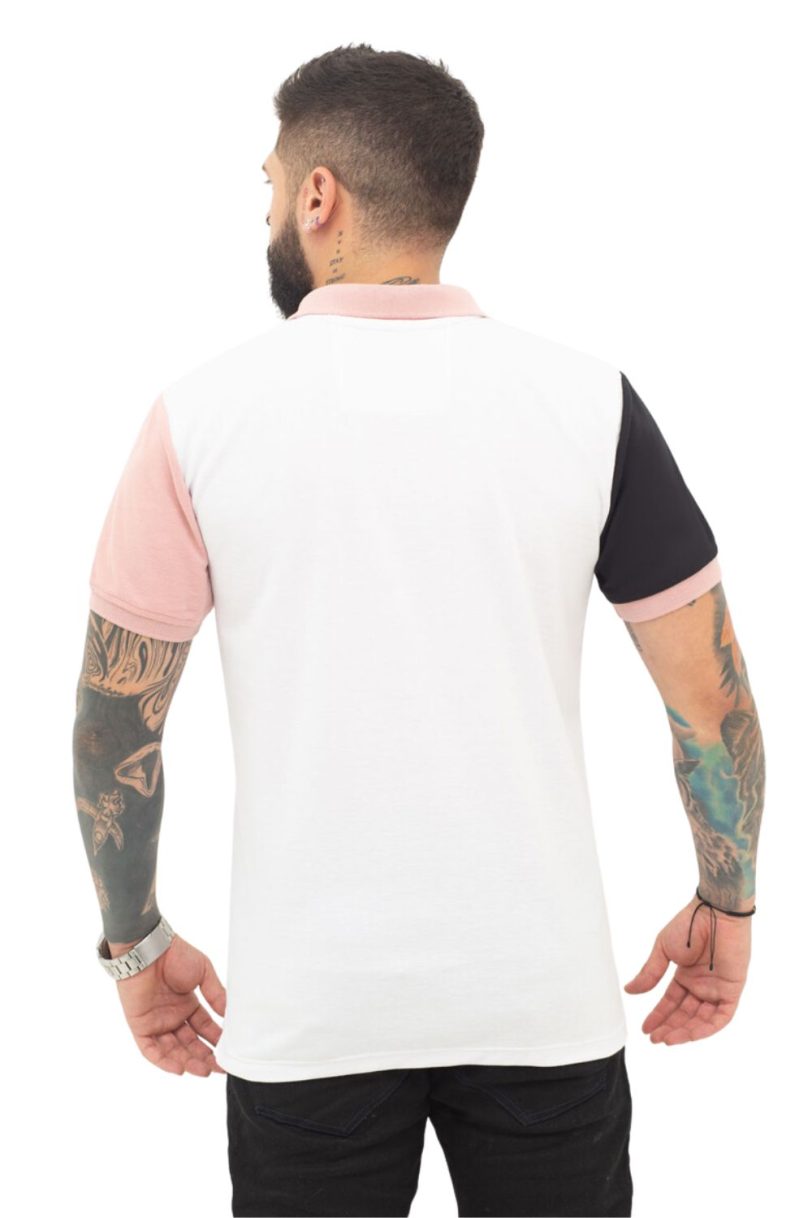 camiseta tipo polo negro/guayaba/blanco 070d - Image 2