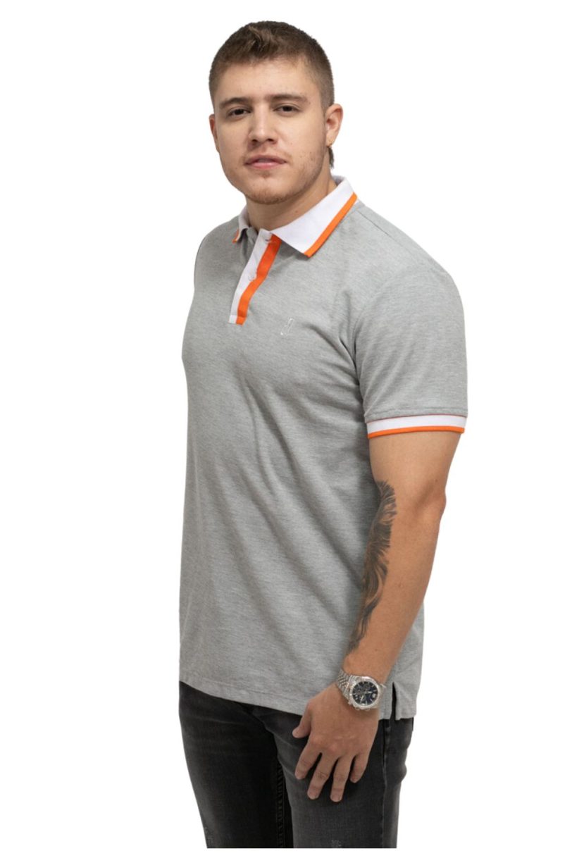 camiseta tipo polo jaspe/blanco 073d - Image 3