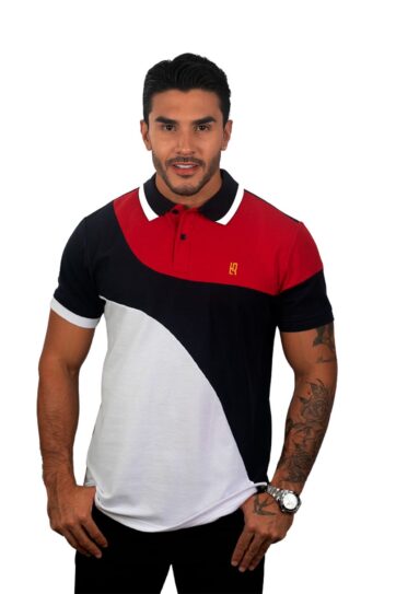 camiseta tipo polo rojo/azul7osc/blanco 079c