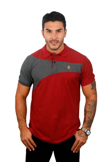 camiseta tipo polo vinotinto/cross 077C