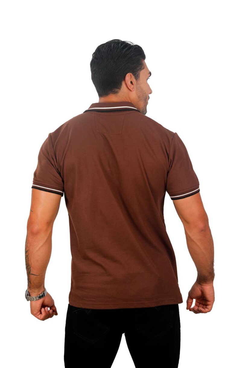 camiseta tipo polo marfil/cafe/negro 076C - Image 3