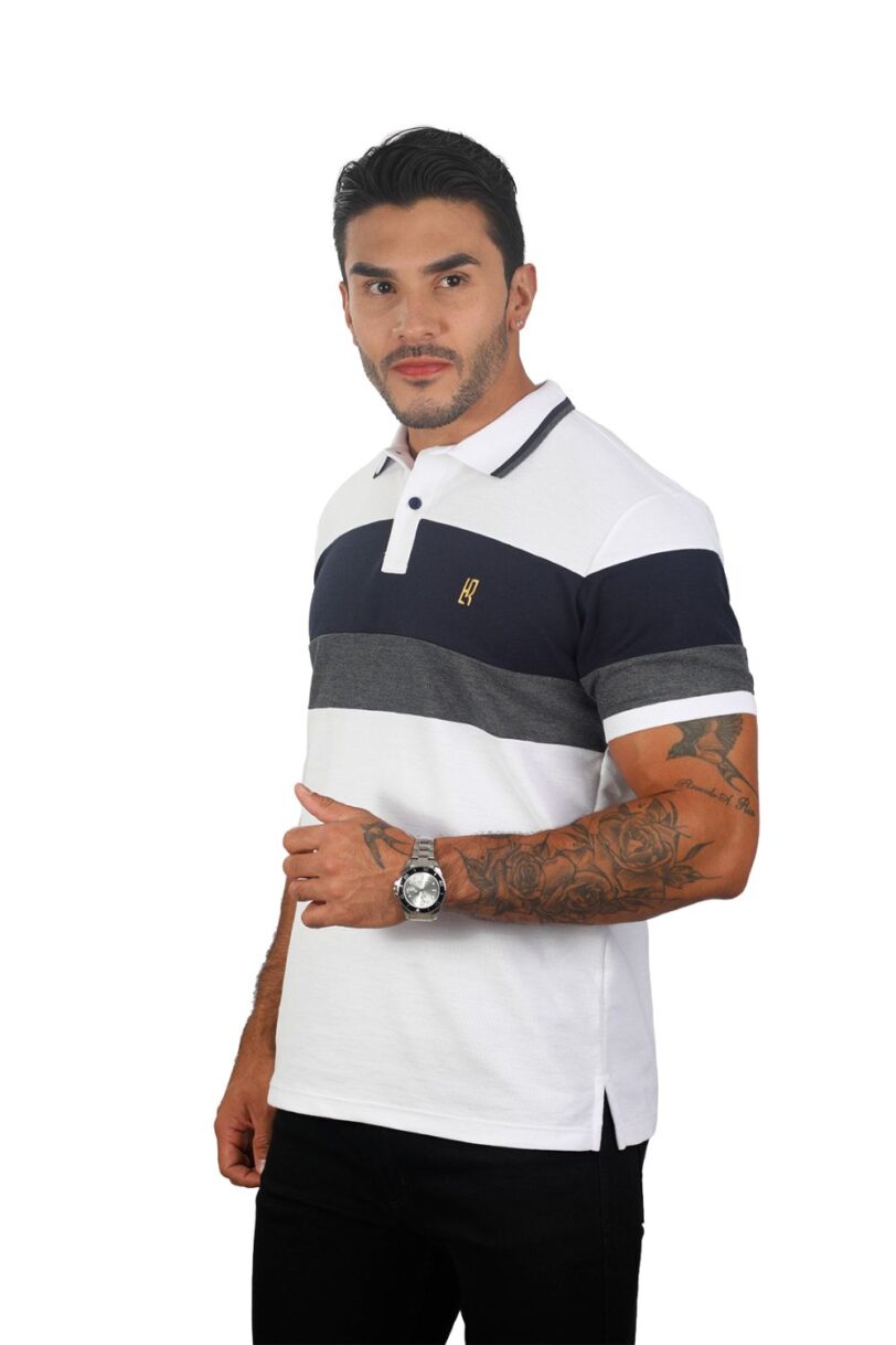 camiseta tipo polo blanco/azul/osc/cross 074a