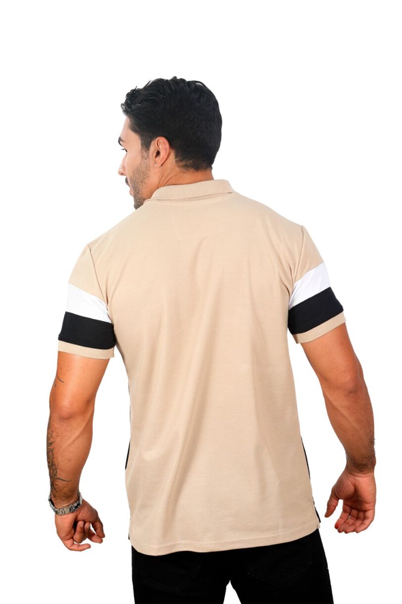 camiseta tipo polo caqui/blanco/negro 007h - Image 3