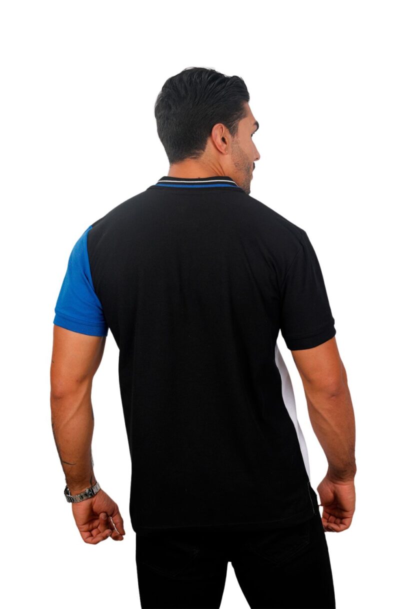 camiseta tipo polo negro/rey/blanco 075b - Image 2