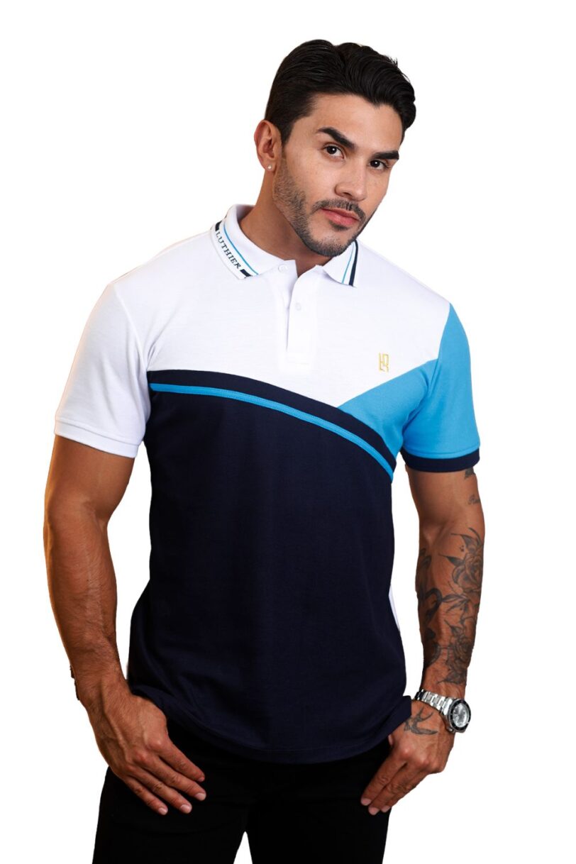 camiseta tipo polo blanco/turquesa/azul/osc 075c - Image 2