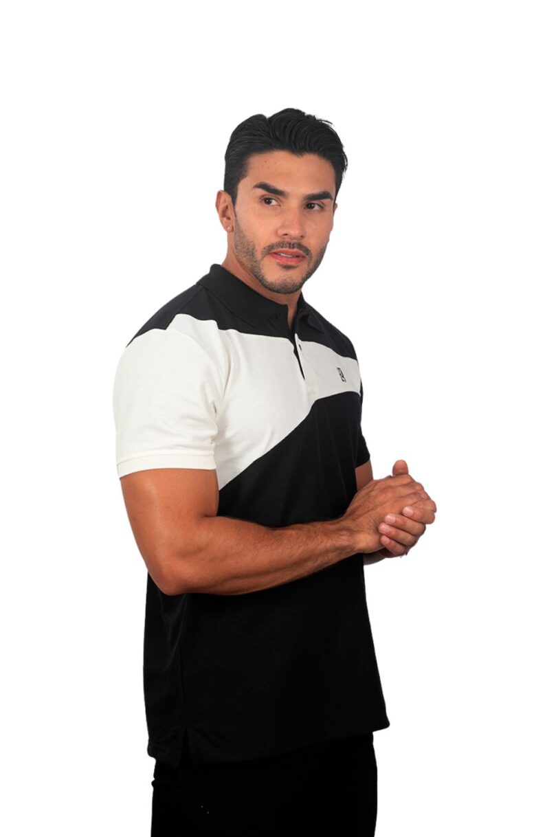 camiseta tipo polo negro /marfil 077a - Image 3