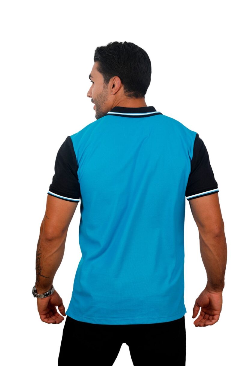 camiseta tipo polo turquesa/negro/blanco 080a - Image 3