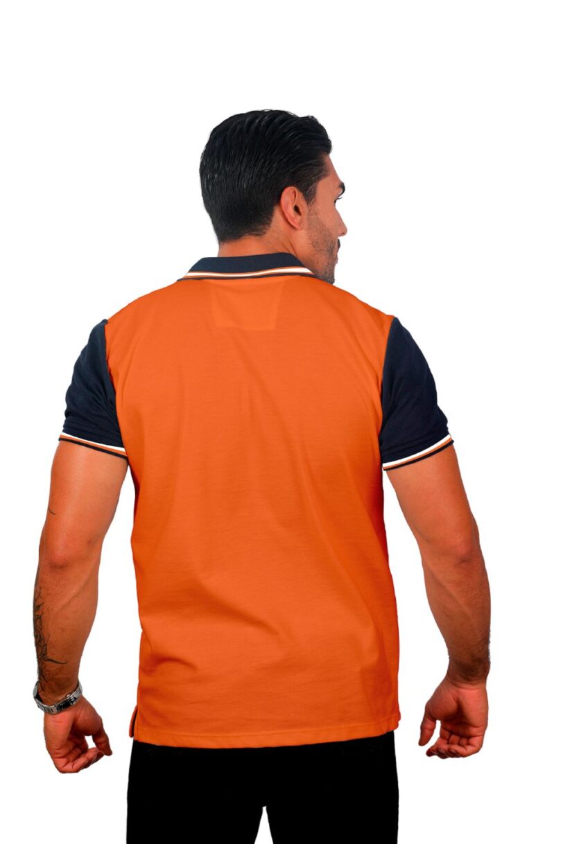 camiseta tipo polo marfil/azul os/terracota 080c - Image 3