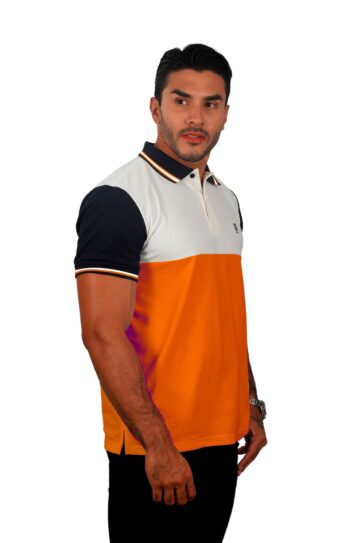 camiseta tipo polo marfil/azul os/terracota 080c