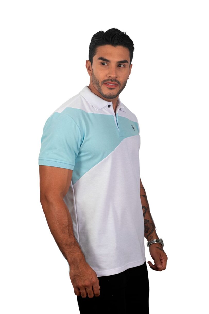 camiseta tipo polo blanco/az 077b - Image 3