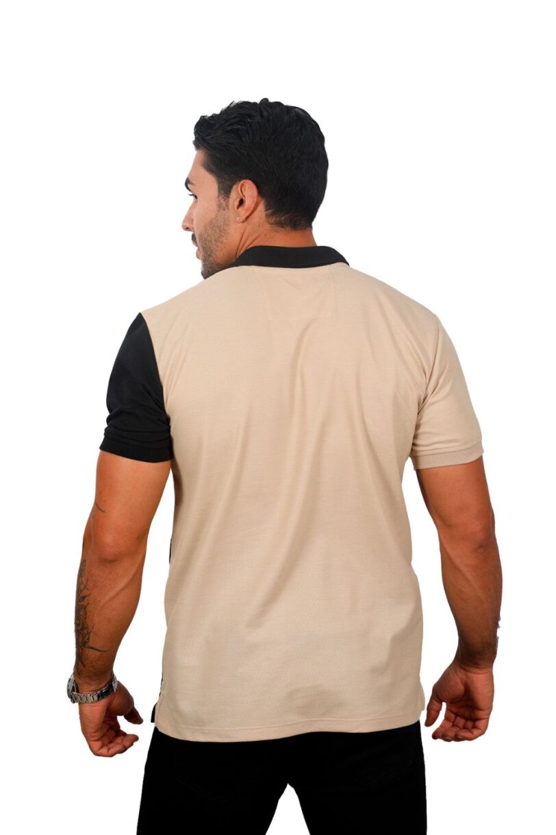 camiseta tipo polo caqui/negro/blanco 078b - Image 3