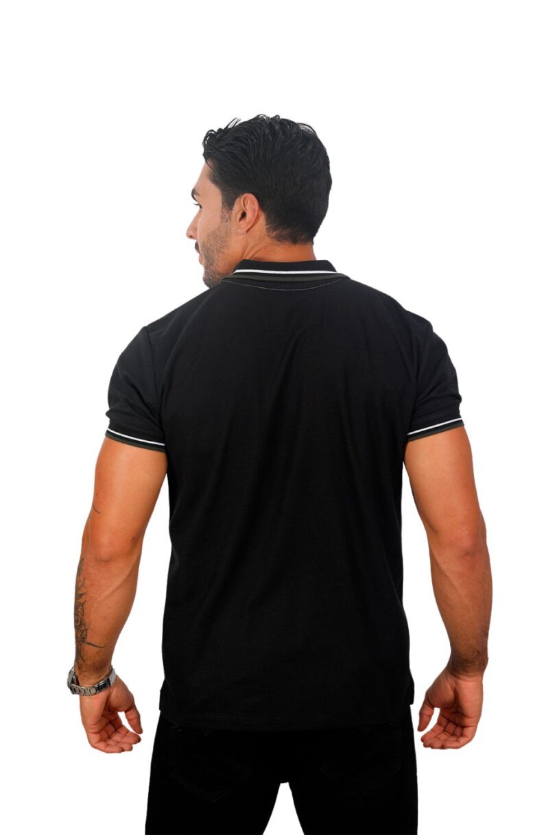 camiseta tipo polo blanco/negro/militar 076a - Image 2