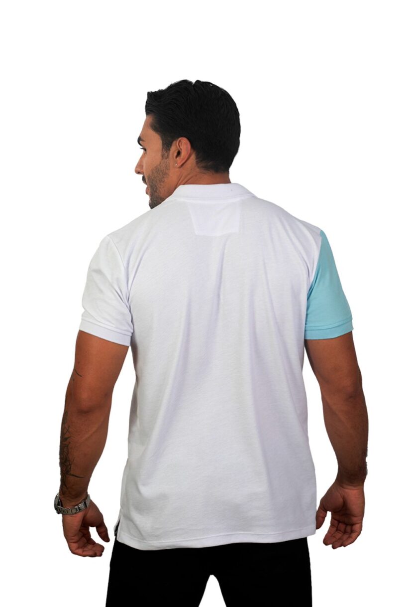 camiseta tipo polo blanco/az 077b - Image 2