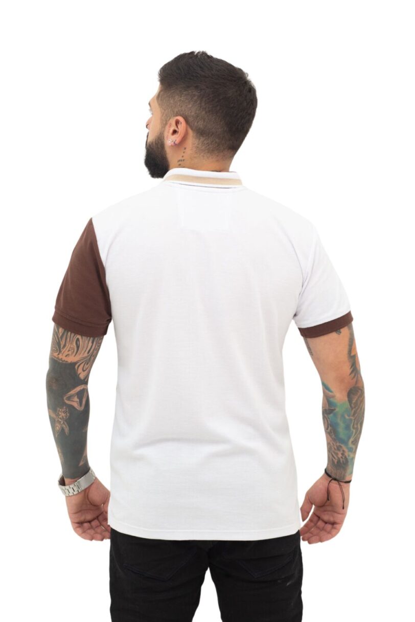 camiseta tipo polo blanco/cafe 069d - Image 3