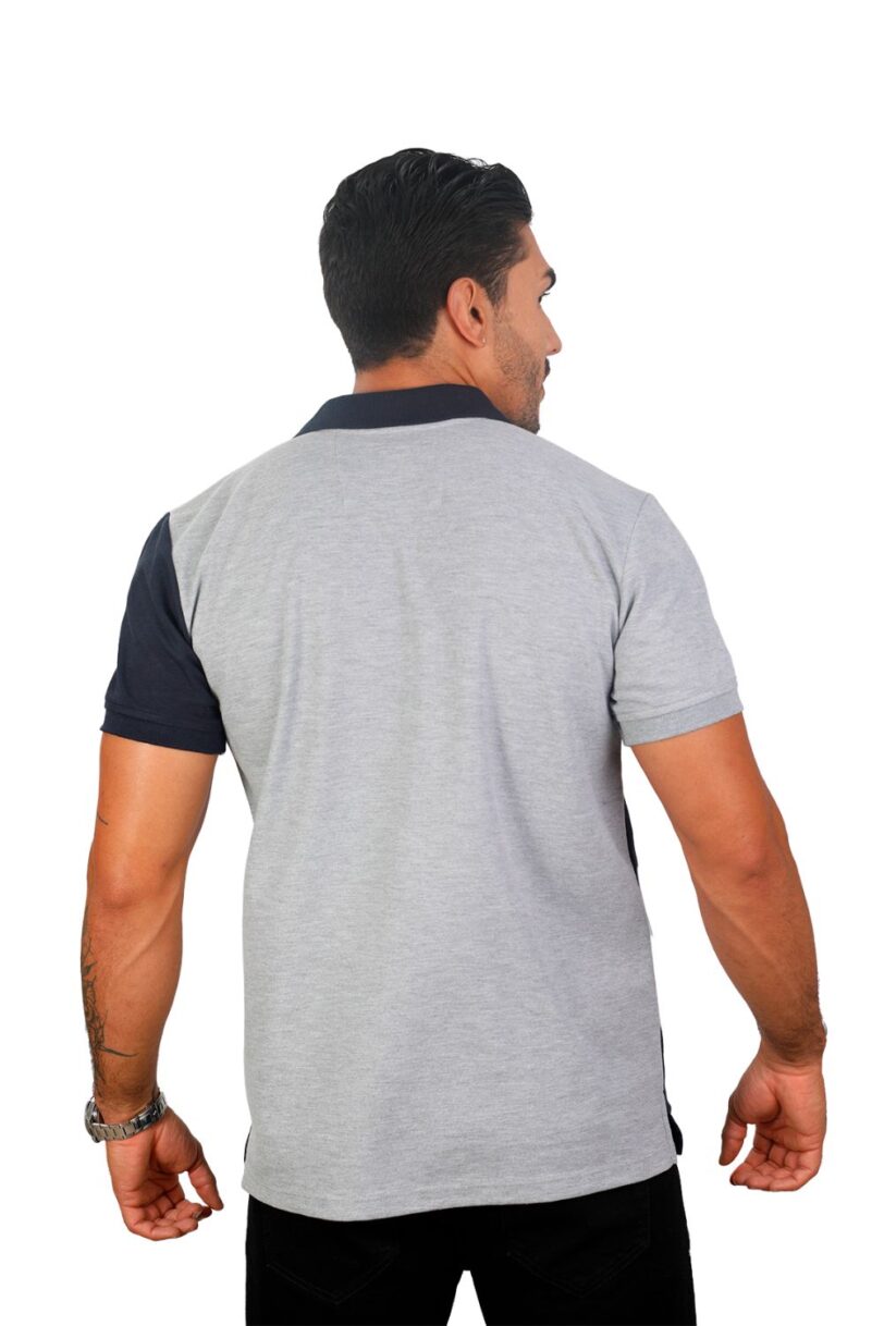 camiseta tipo polo jaspe/azul osc/blanco 078c - Image 3