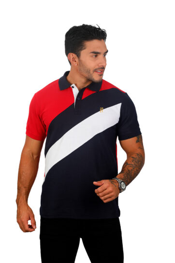 camiseta tipo polo rojo/azul/osc/blanco 078a