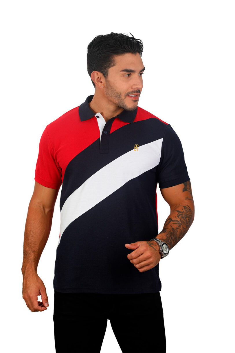 camiseta tipo polo rojo/azul/osc/blanco 078a