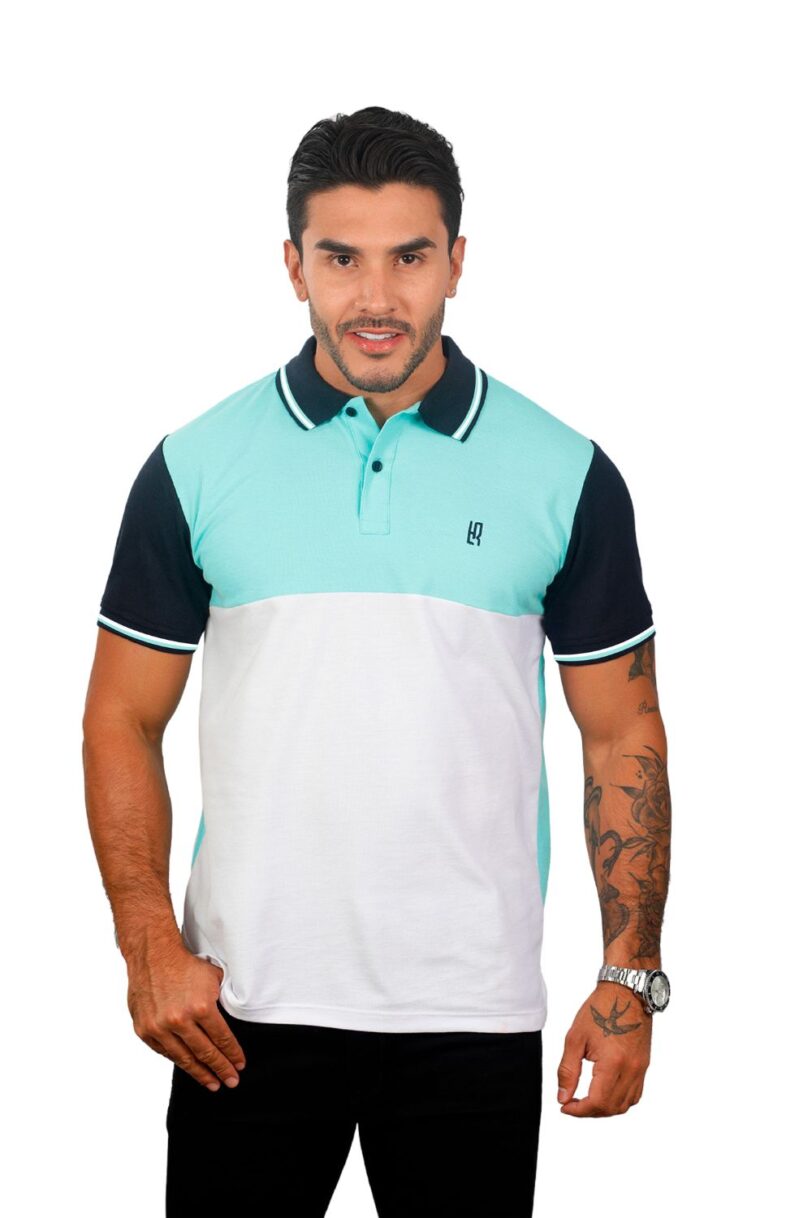 camiseta tipo polo azul/osc/blanco 080B - Image 2