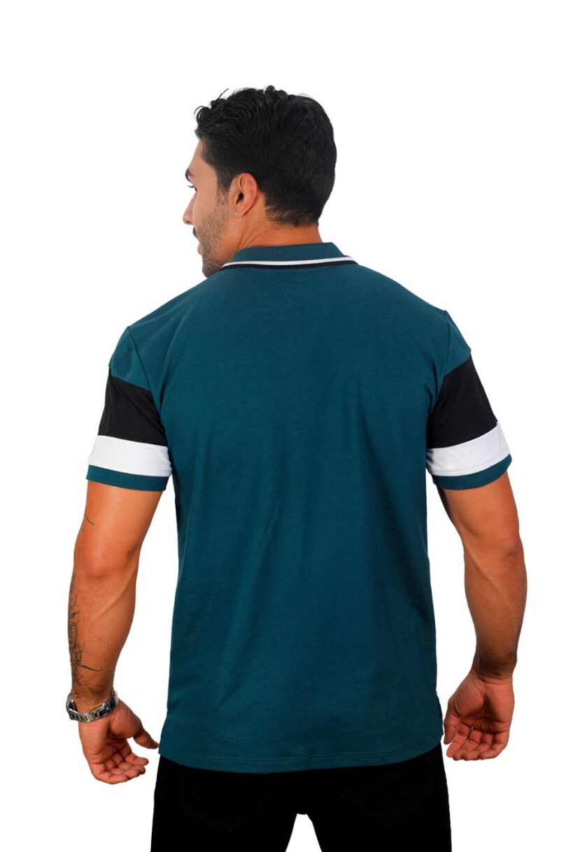 camiseta tipo polo petroleo/negro/blanco 074c - Image 2