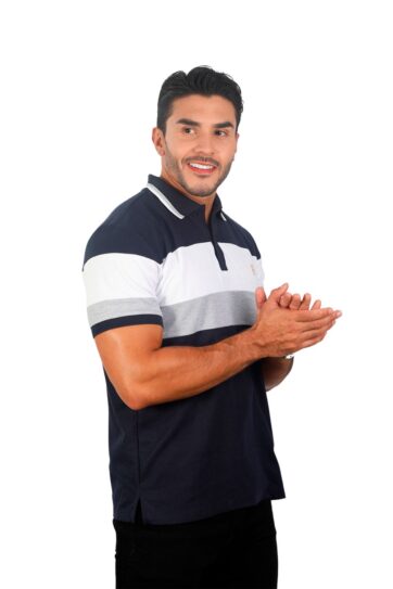 camiseta tipo polo azul/osc/blanco/jaspe 074d