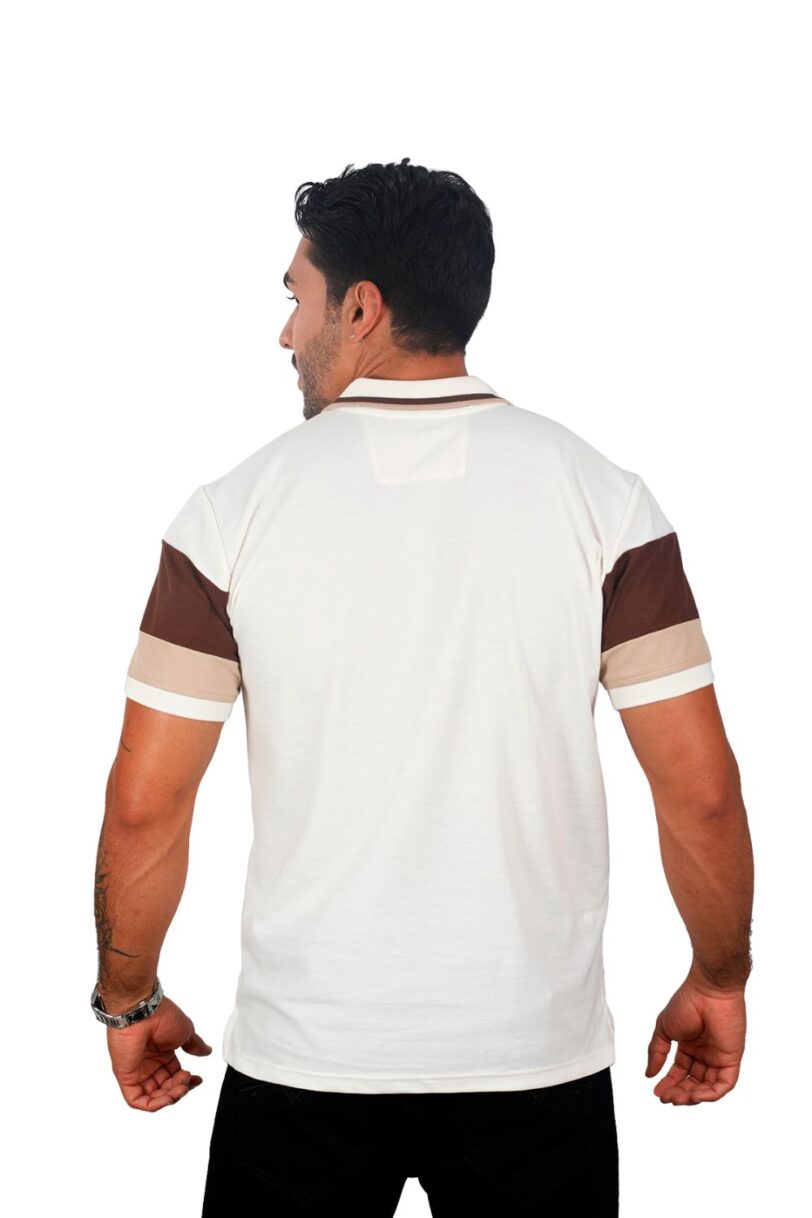 camiseta tipo polo marfil/cafe/caqui 074b - Image 3