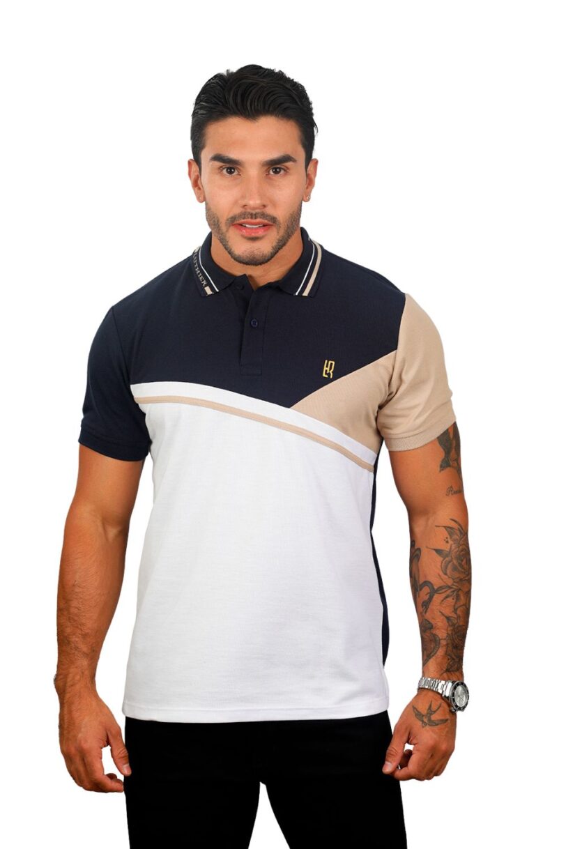 camiseta tipo polo azul/osc/caqui/blanco 075a - Image 2