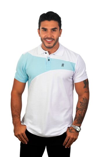 camiseta tipo polo blanco/az 077b