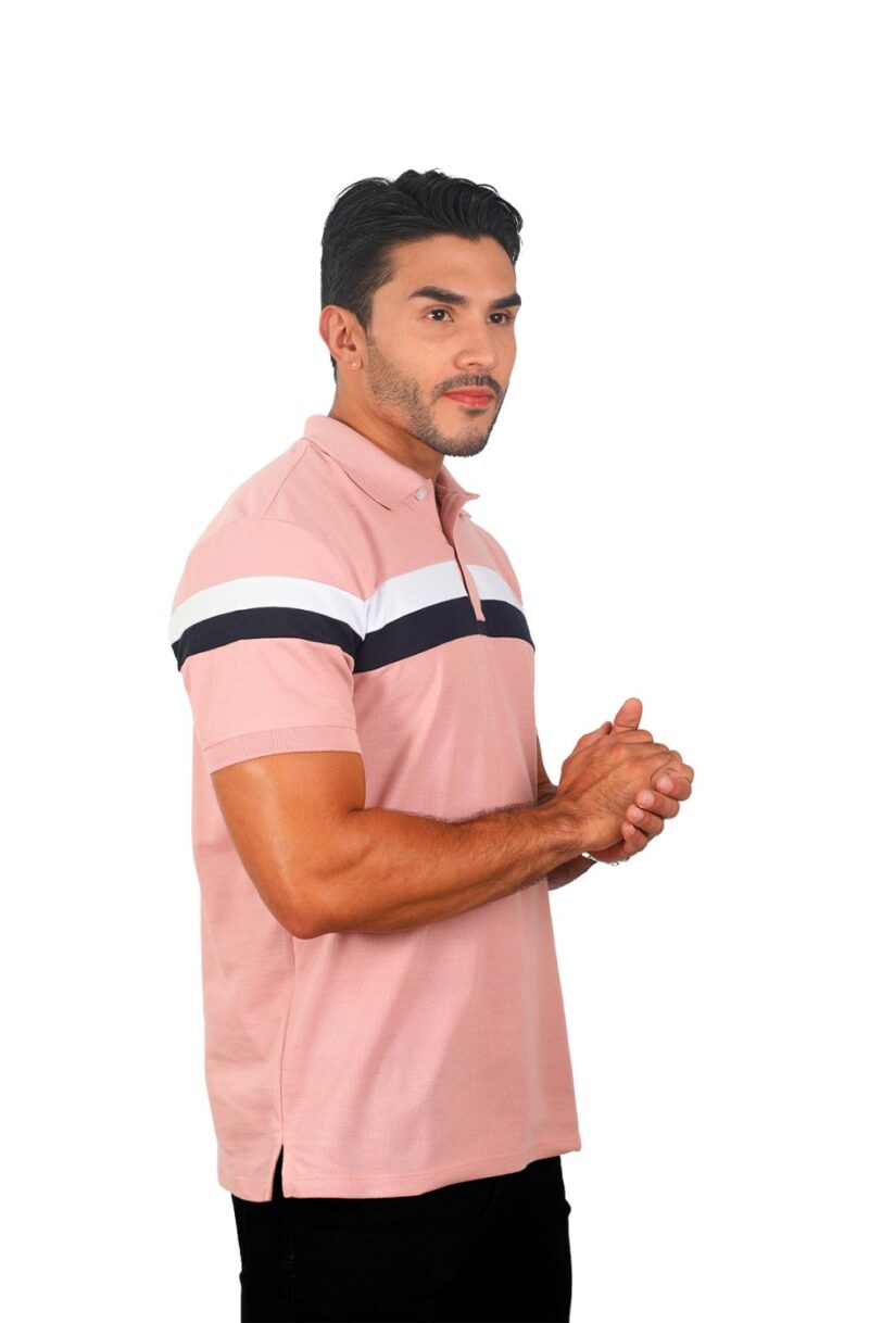 camiseta tipo polo guayaba/blanco/azul/osc 024f - Image 3