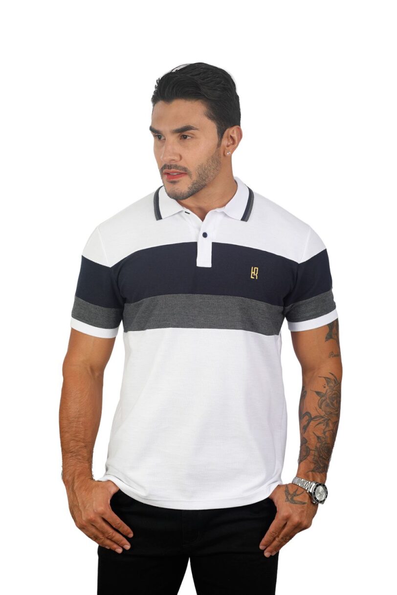 camiseta tipo polo blanco/azul/osc/cross 074a - Image 2