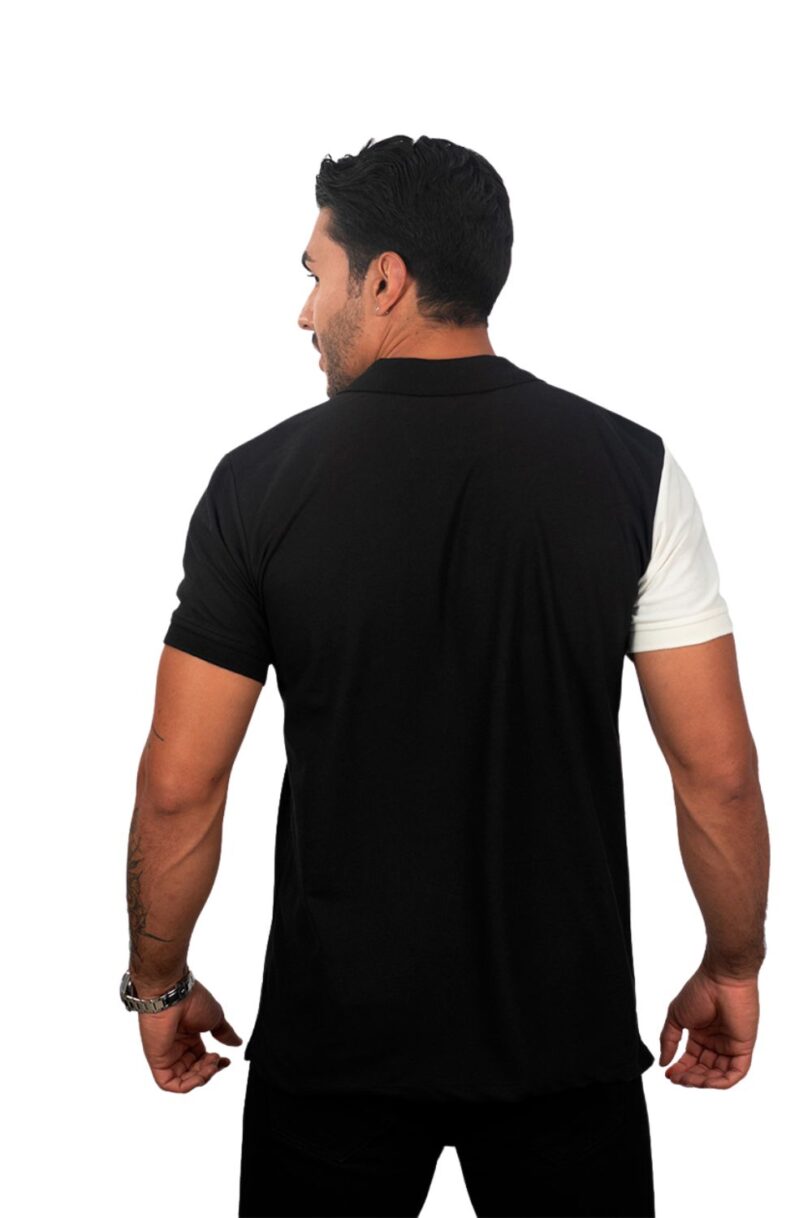 camiseta tipo polo negro /marfil 077a - Image 2