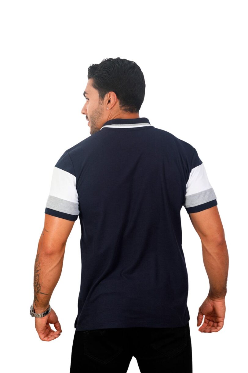 camiseta tipo polo azul/osc/blanco/jaspe 074d - Image 2