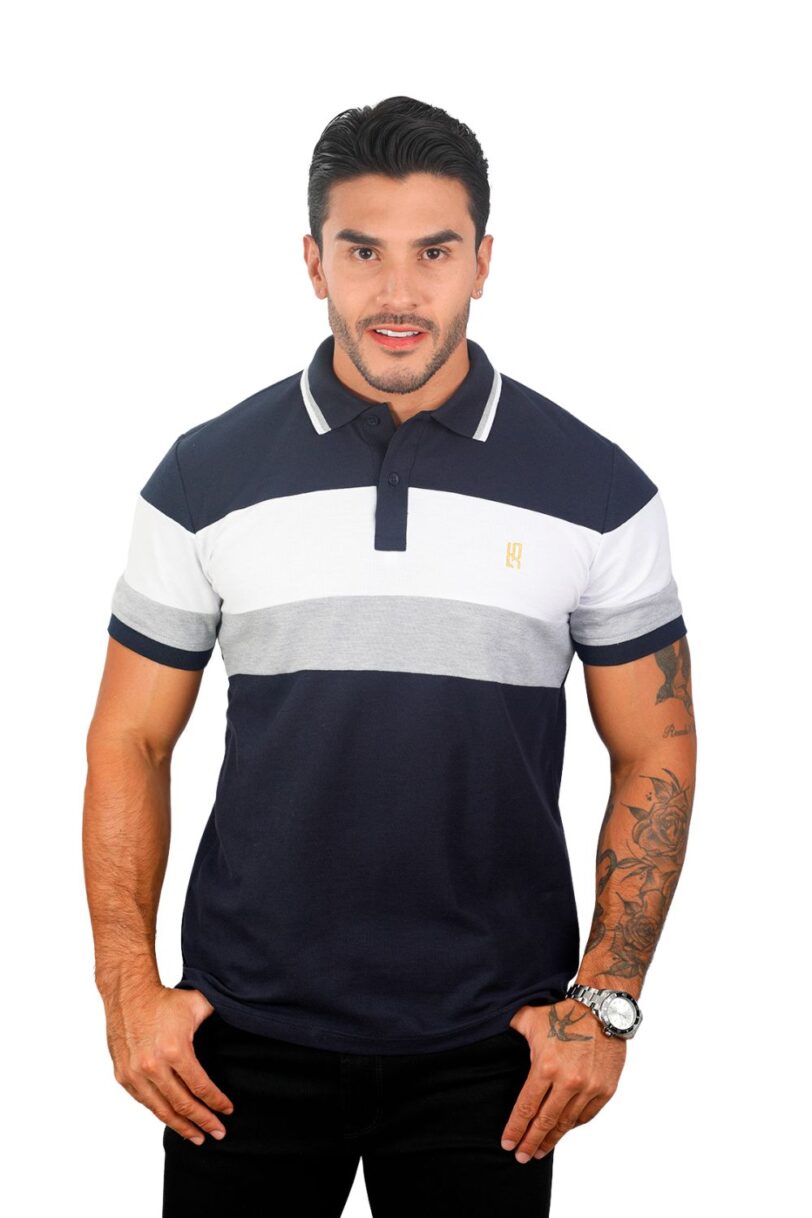 camiseta tipo polo azul/osc/blanco/jaspe 074d - Image 3