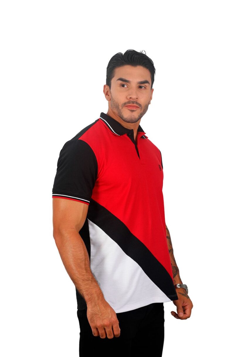 camiseta tipo polo rojo/negro/blanco 076B - Image 2