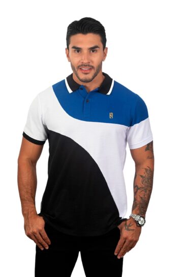 camiseta tipo polo rey/blanco/negro 079a