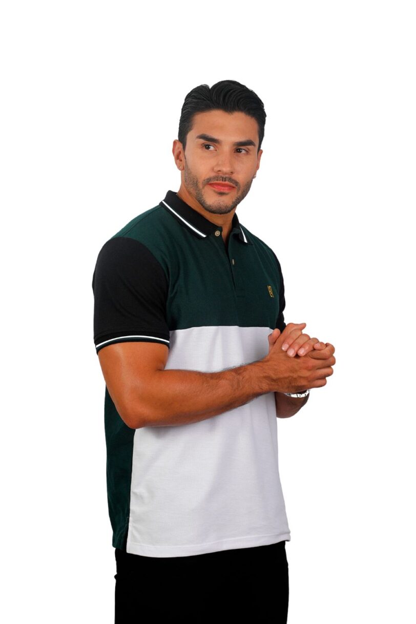 camiseta tipo polo botella/negro/blanco 080d - Image 2