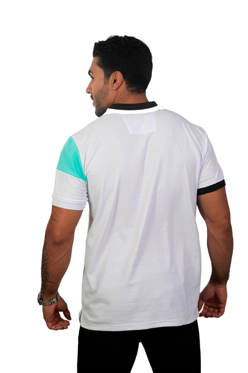 camiseta tipo polo menta/blanco/negro 079b - Image 3