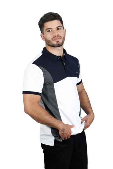 Camiseta tipo polo  azul/osc/blanco/cross 081d