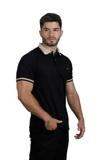 Camiseta tipo polo  NEGRO/JACQUARD 001DA