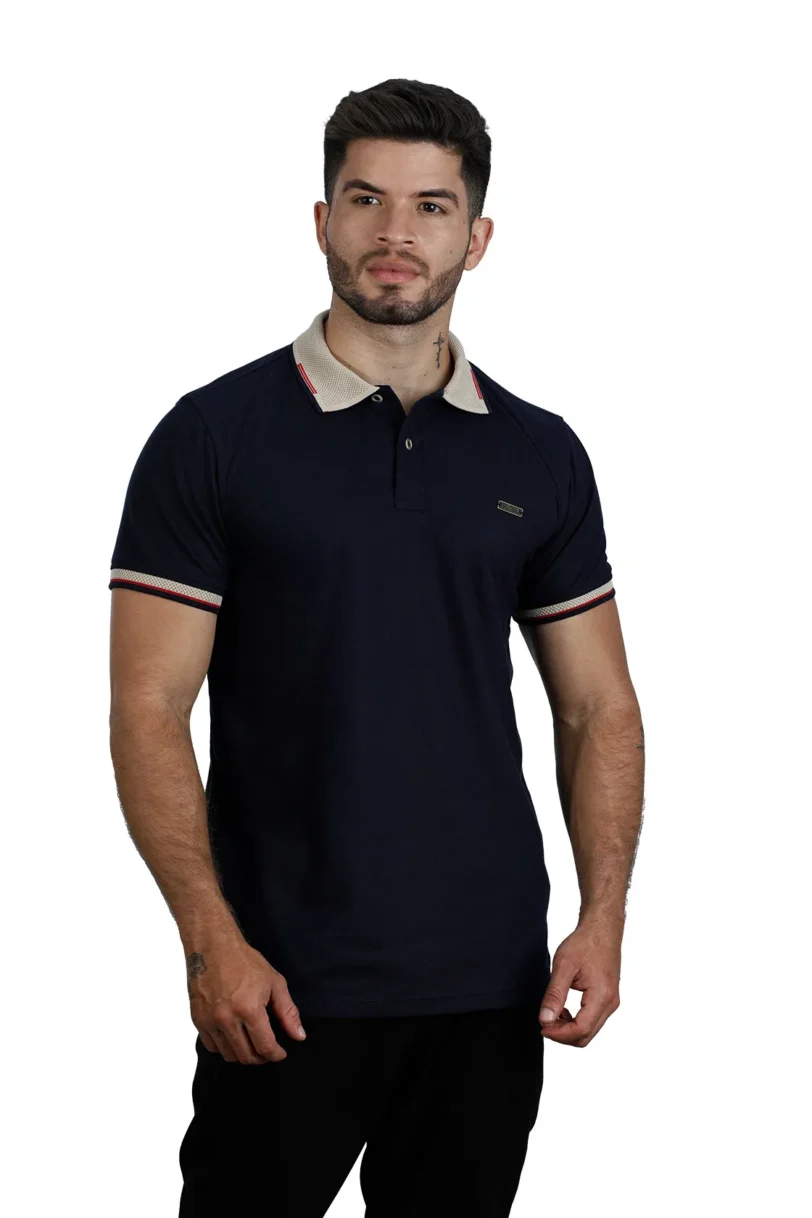 Camiseta tipo polo  AZUL/OSCURO/JACQUARD 001GA